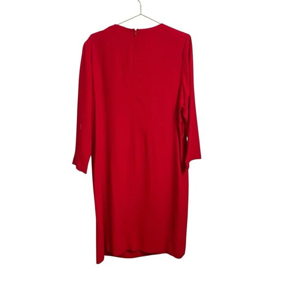 Vintage Amy Adams USA Union Made Red Long Sleeve Shoulder Bow Holiday Dress - Picture 5 of 7